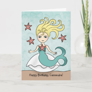 Cartão Parabéns da Sereia personalizados