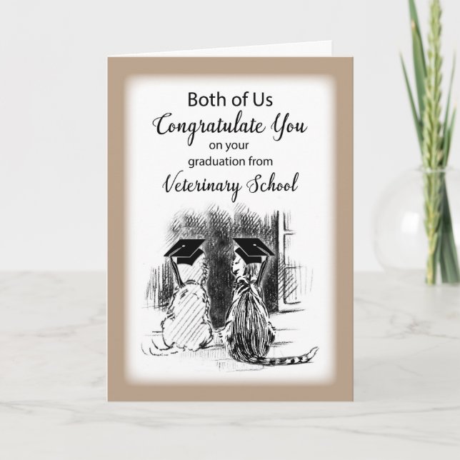 Cartão Parabéns de ambos nós em Scho veterinário (Frente)