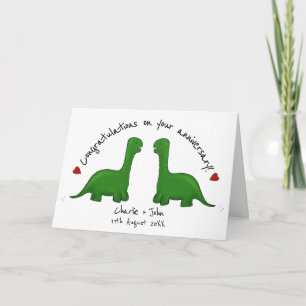 Cartão Parabéns de aniversário de casamento do Dinossaur