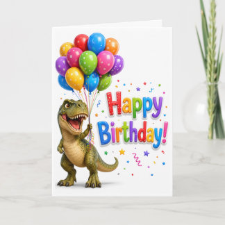 Cartão parabéns de aniversário de dinossauro