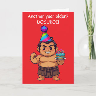 Cartão Parabéns de Aniversário de Lutador de Sumô Dosukoi