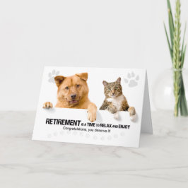 Cartão Parabéns de aposentação de gatos e cães