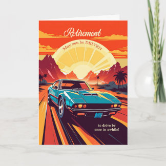 Cartão Parabéns de aposentadoria Carro clássico retrô 70s