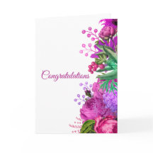 Parabéns de Aquarela Flórida de Casamento Rosa