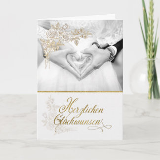 Cartão PARABÉNS de Casamento ALEMÃES Faux Dourado Leaf