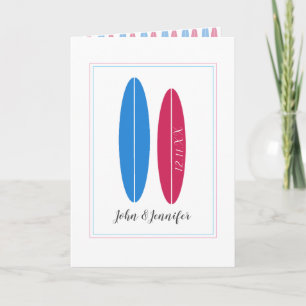 Cartão parabéns de casamento/aniversário de surfboard