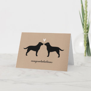 Cartão Parabéns de Casamento com Labrador Retriever Preto