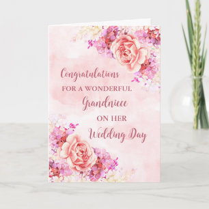 Cartão Parabéns de Casamento da Namorada Floral Rosa