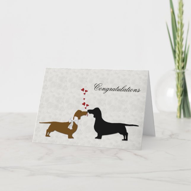 Cartão Parabéns de Casamento Dachshund (Frente)
