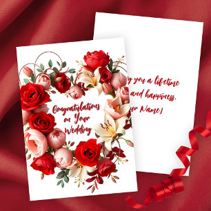 Cartão Parabéns De Casamento De Fúria Floral Elegante