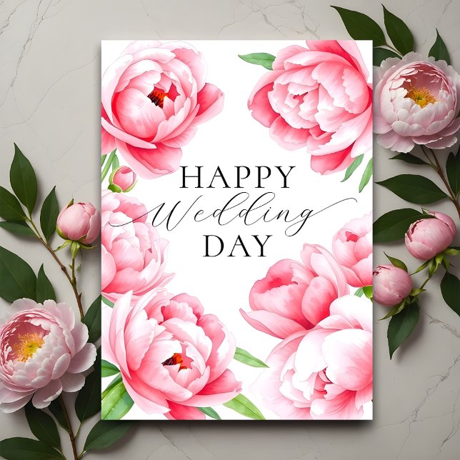 Cartão Parabéns de Casamento de Penas Rosa Elegante (Criador carregado)