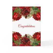 Parabéns de casamento de rosa vermelha floral eleg