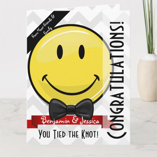 Cartão Parabéns de Casamento de Sorriso Gigante Grande Pl (Frente)