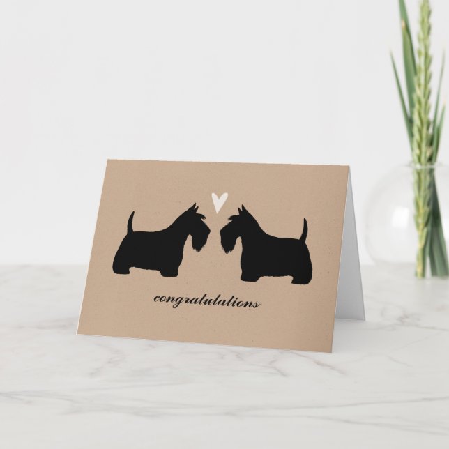 Cartão Parabéns de Casamento do Scottish Terriers (Frente)