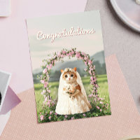 Parabéns de Casamento Floral de Gato Bonito Saudaç