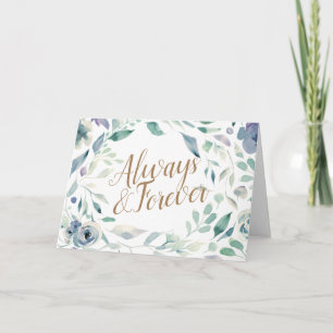 Cartão Parabéns de Casamento Floral em Aquarela Lavanda