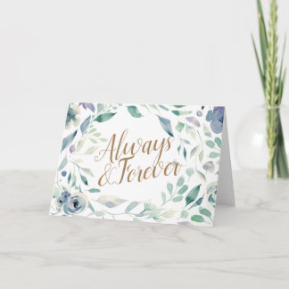 Cartão Parabéns de Casamento Floral em Aquarela Lavanda