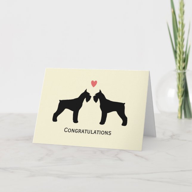 Cartão Parabéns de Casamento Giant Schnauzers (Frente)