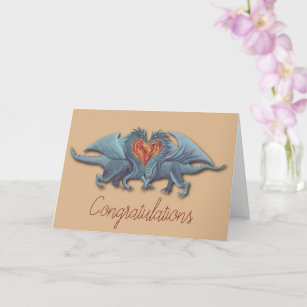 Cartão Parabéns De Casamento/Noivado De Dragão
