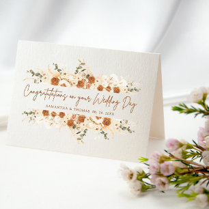 Cartão Parabéns de Casamento Rustic Rosa e Calla Lily