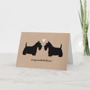 Cartão Parabéns de Casamento Scottish Terriers