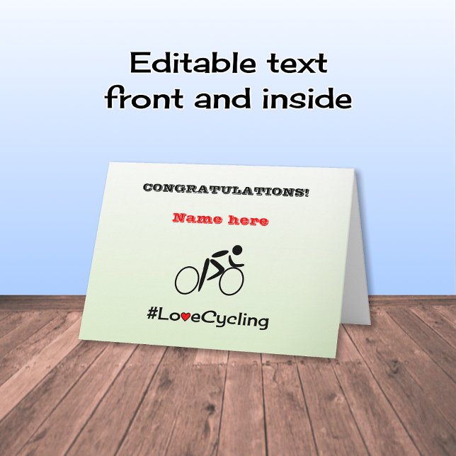 Cartão Parabéns de ciclismo personalizado (Criador carregado)