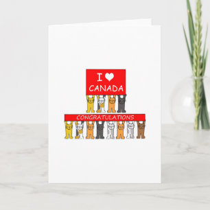 Cartão Parabéns De Cidadania Canadiana Gatos.