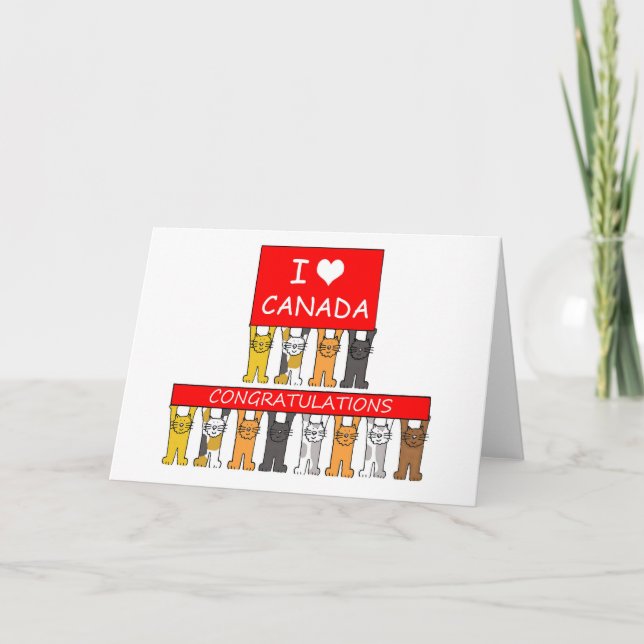 Cartão Parabéns De Cidadania Canadiana Gatos. (Frente)