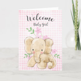 Cartão Parabéns de Elefante Baby Girl