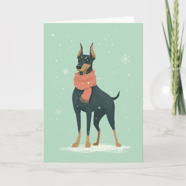 Cartão Parabéns de Férias Doberman (Frente)