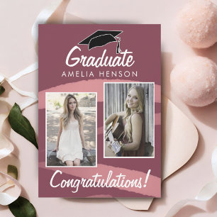 Cartão Parabéns de Formando Red Watercolor 2 Foto