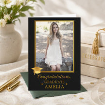 Parabéns de Formatura em Foto Preto Elegante Doura