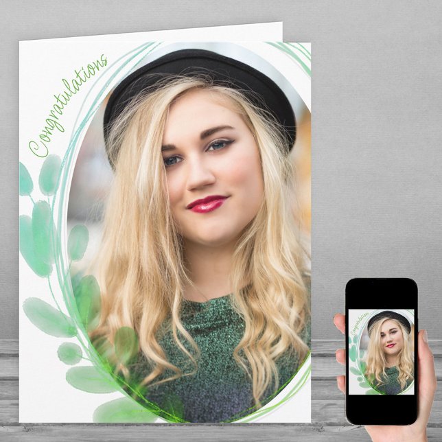 Cartão Parabéns de Fotografias com Moldura de Folha de Ág (Criador carregado)