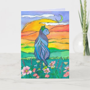 Cartão Parabéns de Gato Azul