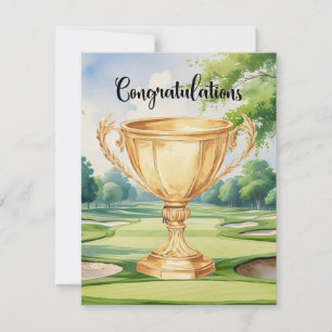 Cartão Parabéns de golfe com celebração de ouro