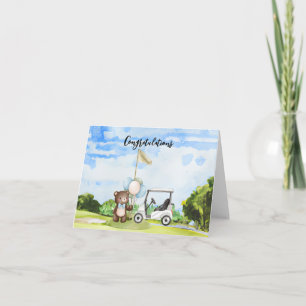 Cartão Parabéns de Golfe para Bebê Golfer É Menino