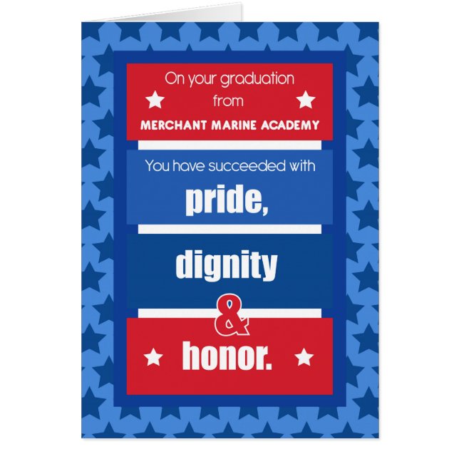 Cartão Parabéns de Graduação da Academia Marinha Merchant (Frente)