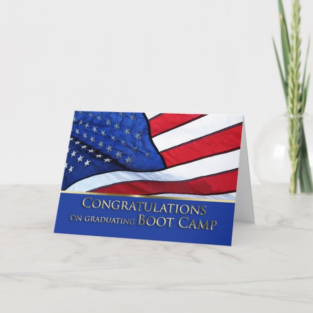 Cartão Parabéns de Graduação de Boot Camp - American Fla (Frente)