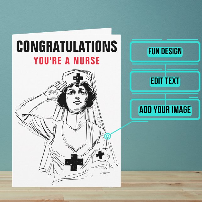 Cartão Parabéns de Graduação de Enfermeiras (This card that is perfect for a nurse graduate.)
