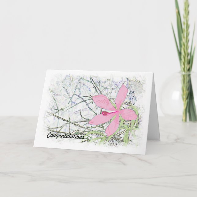 Cartão Parabéns de Graduação de segundo grau - Hibisc Ros (Frente)