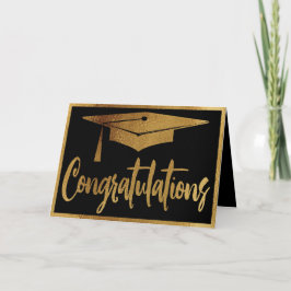 Cartão Parabéns de graduação elegantes Faux Dourado
