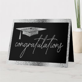 Cartão Parabéns de graduação elegantes Faux Silver