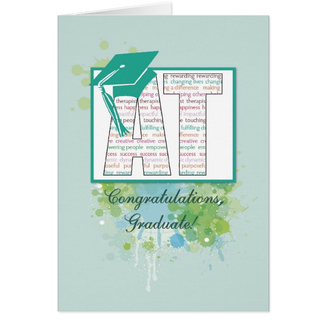 Cartão Parabéns de Graduação em Terapia de Arte, AT Hat (Frente)