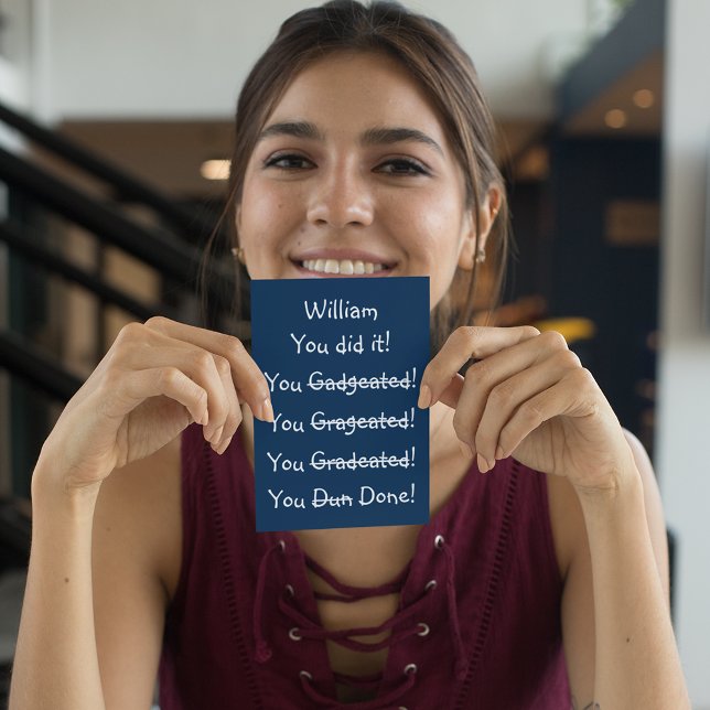 Cartão Parabéns de Graduação Engraçada de Nome Personaliz (Personalized Name Funny Graduation Congratulations Card)