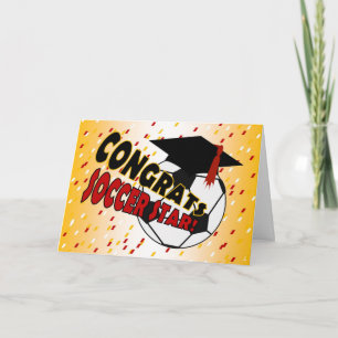 Cartão Parabéns de graduação para uma estrela de futebol
