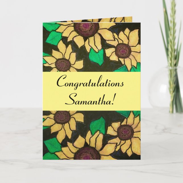 Cartão Parabéns de Graduação Sunny Sunny Sunflower Amarel (Frente)