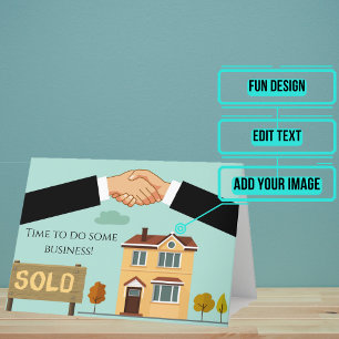 Cartão Parabéns de Licença Imobiliária com Selo