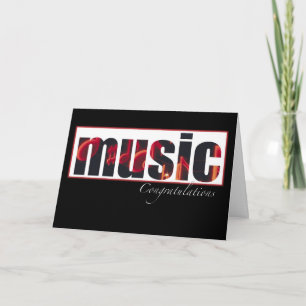 Cartão Parabéns de música, preto