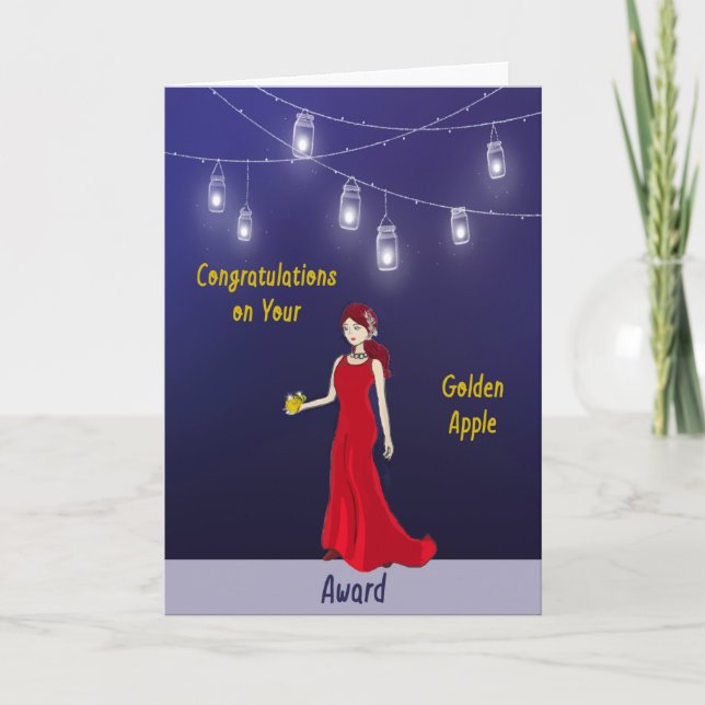 Cartão Parabéns de Prêmio de Professores de Apple ouro (Frente)
