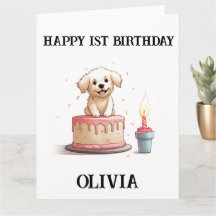 Parabéns de primeiro aniversario Feliz, Nome e Pup